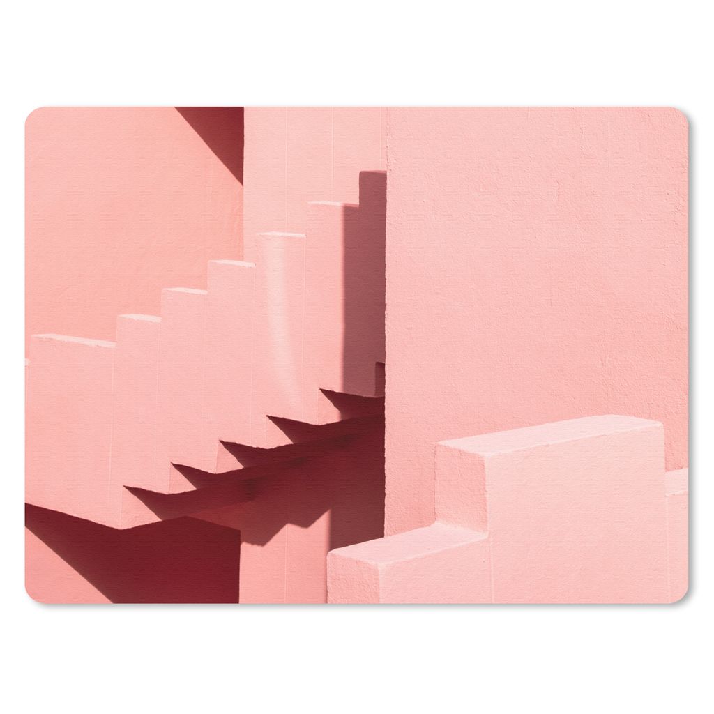MuchoWow Mauspad Mousepad Rosa - Architektur - Treppe - Pastell 40x30 cm - Mousepads - Maus Mat - Pad - Mausunterlage - Anti Rutsch