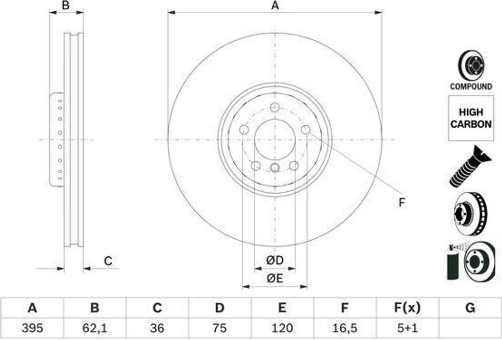 BOSCH 0 986 479 E84 - OE 34 11 6 789 070 Bremsscheibe für X5 (E70), X5 (F15, F85), X6 (E71), X6 (F16)