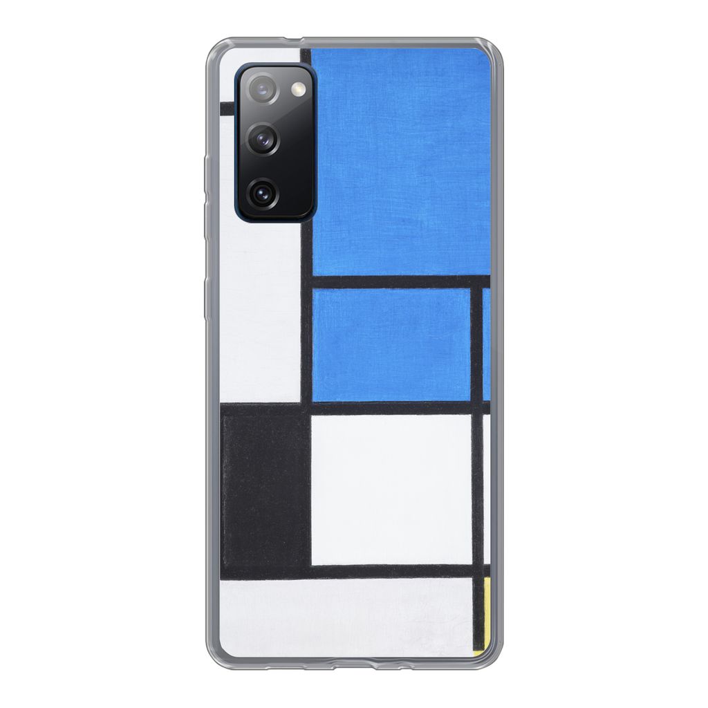 MuchoWow Handyhülle Schutzhülle Hülle für Samsung Galaxy S20 FE Komposition mit Blau, Rot, Schwarz, Gelb und Grau - Piet Mondrian Silikon Sof...