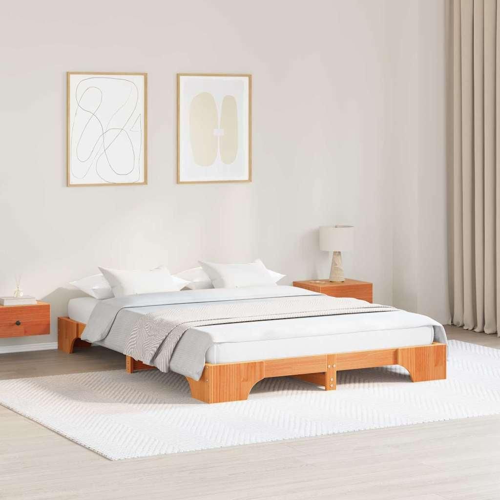 Maison Exclusive - Bettrahmen Wachsbraun 150 x 200 cm Massives Kiefernholz