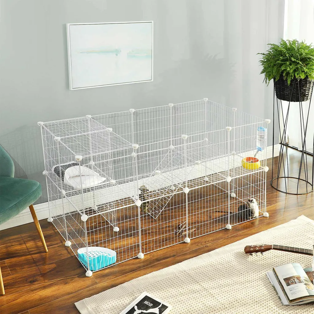 Cage de transport et repos blanche pour lapin nain et cochon d'Inde