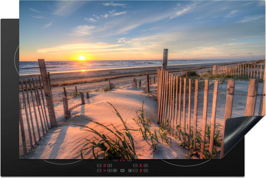 KitchenYeah Herdabdeckplatte Strand - Meer - Düne - Sonnenuntergang - Landschaft , 80x52cm, Küche Deko, Glaskeramikkochfeld Herdabdeckung, Abde...