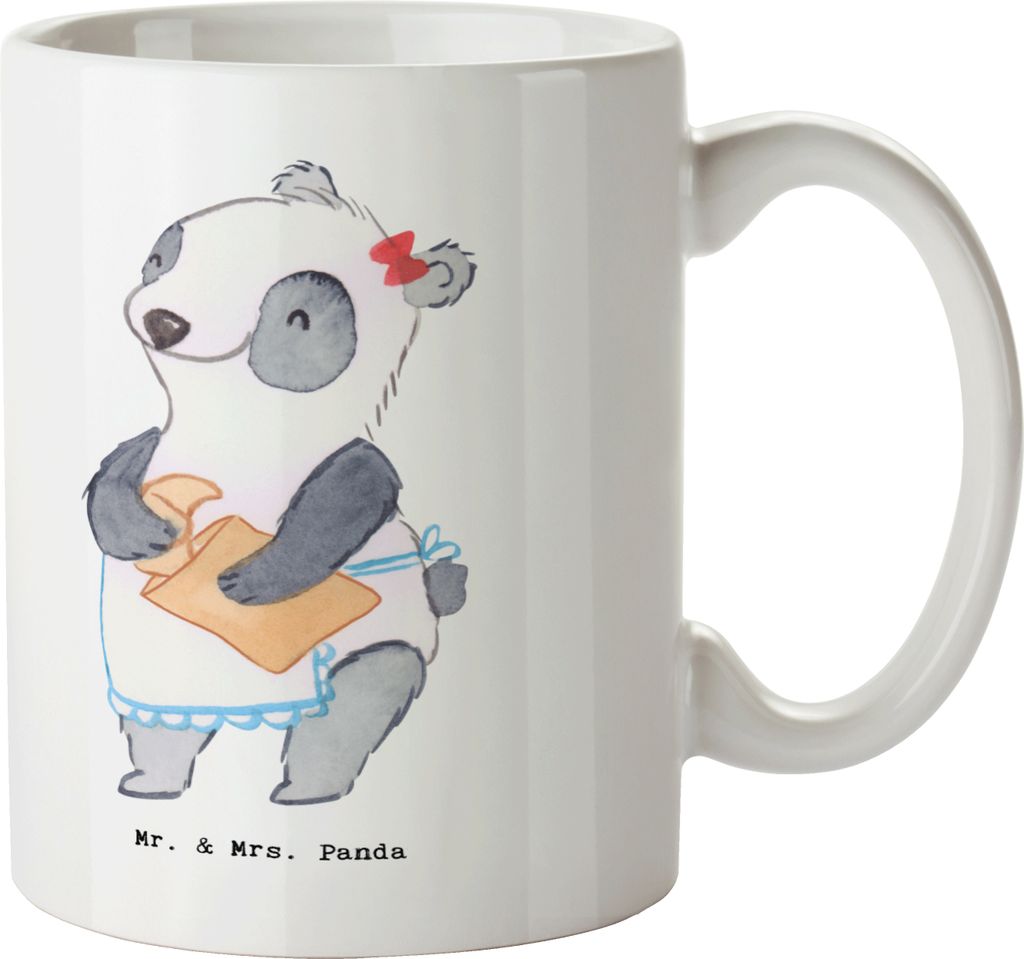 Mr. & Mrs. Panda Tasse Bäckereifachverkäuferin Herz - Weiß - Geschenk, Backstube, Bäckerei, haferl, Kaffeetasse, Sonntagmorgen, Teetasse, kaffe...