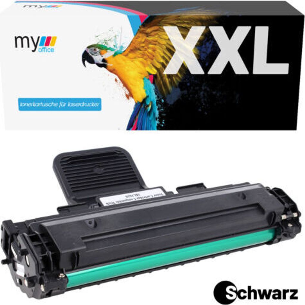 A product shot of a toner cartridge and its packaging.