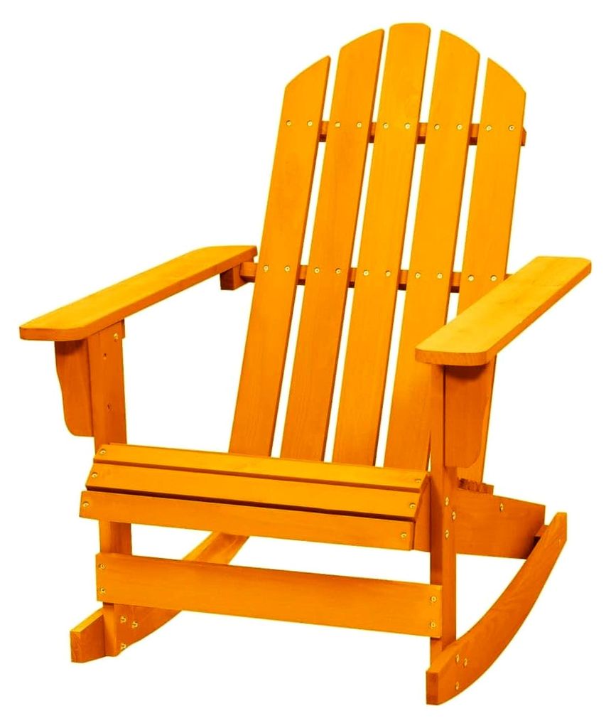 Adirondack-Schaukelstuhl aus massivem Tannenholz, ergonomisches Design, witterungsbeständig, Relaxsessel für den Garten, orange, 70 x 91,5 x 92 cm
