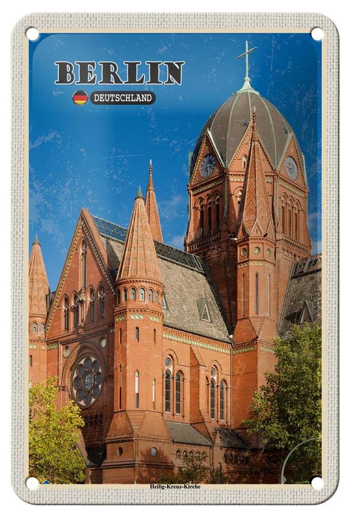 Blechschild Städte Berlin Heilig-Kreuz-Kirche Deko 12x18cm Schild