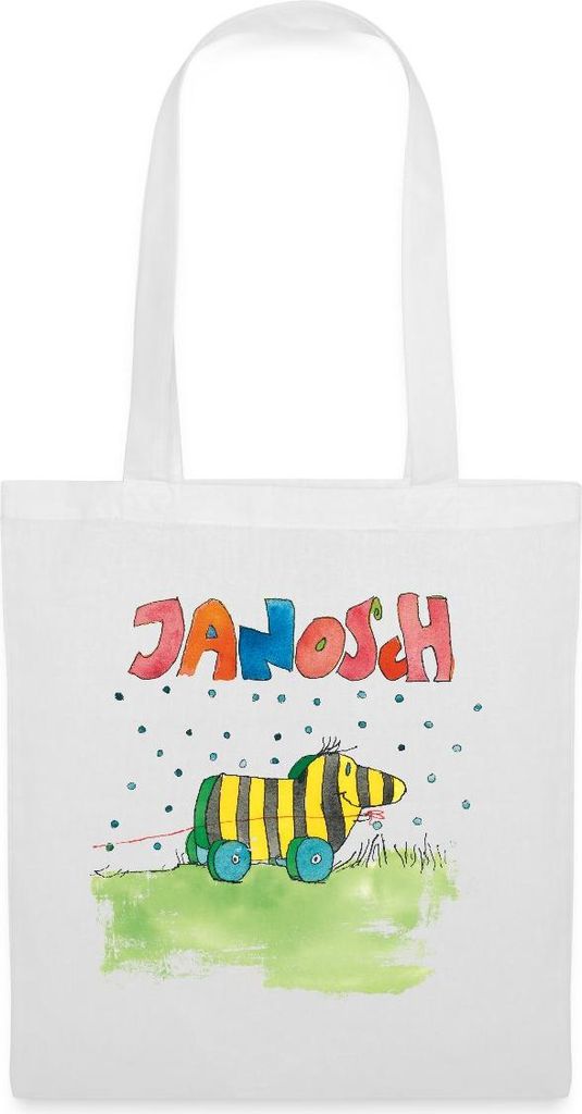 Spreadshirt Janosch Tigerente Schriftzug Stoffbeutel, One size, Weiß