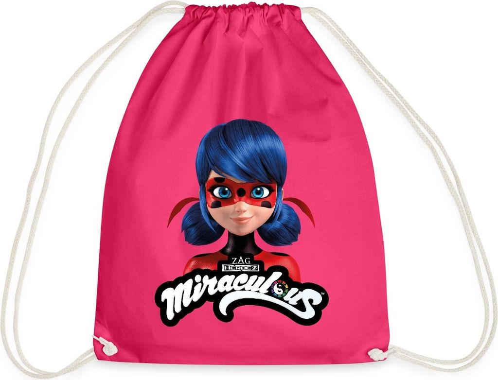 Spreadshirt Miraculous Ladybug Mit Logo Turnbeutel, One size, Fuchsia