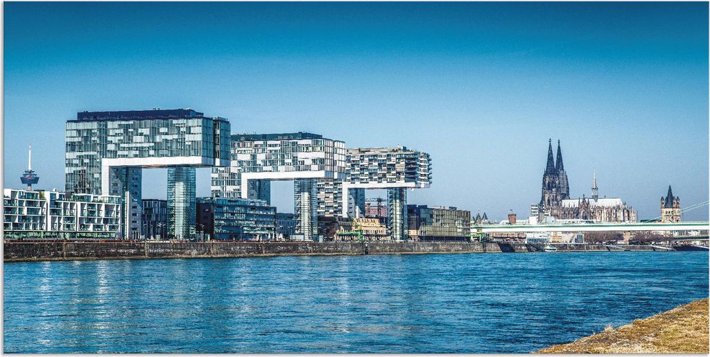 ARTland Wandbild Alu für Innen & Outdoor Köln Kranhäuser und Dom Größe: 150x75 cm