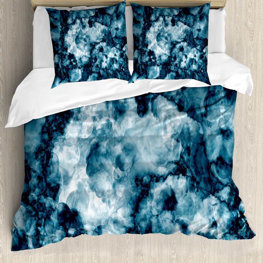 ABAKUHAUS Marmor Bettbezug Set, Antik Marmorstein Mit Undeutlich Beunruhigt Bunt Fractal Effekt Illustration Kunstwerk, 155 x 220 cm + 80 x 80 cm, ...