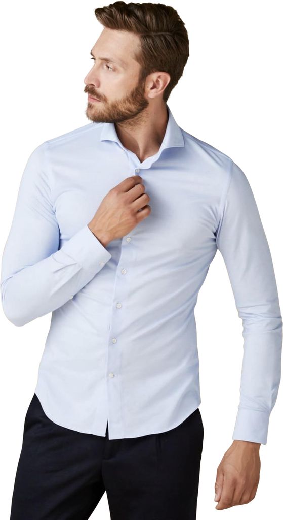 Profuomo das gestrickte Hemd hellblau Produktbild 