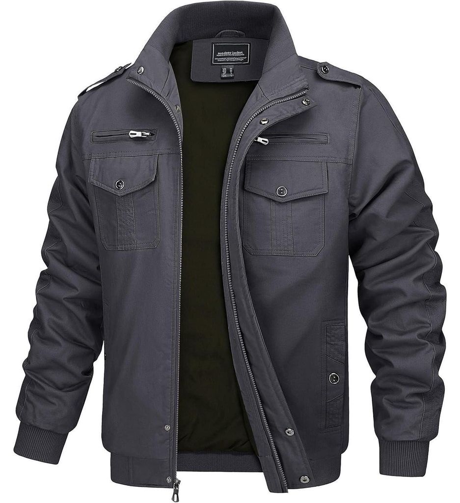 Übergangsjacke Herren Stehkragen Cargo Militär Outdoor Produktbild 