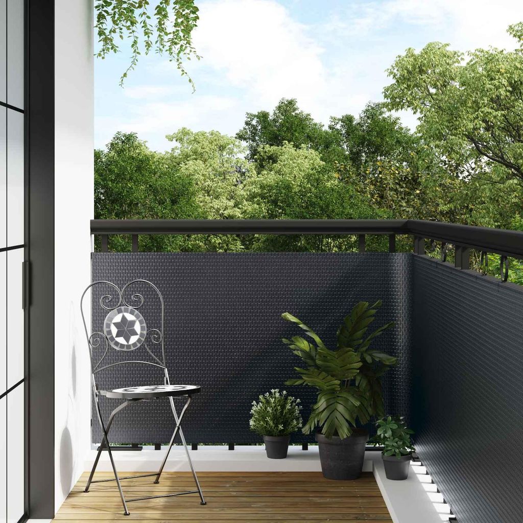 Maison Exclusive - Balkonsichtschutz Dunkelgrau 400 x 80 cm Poly-Rattan