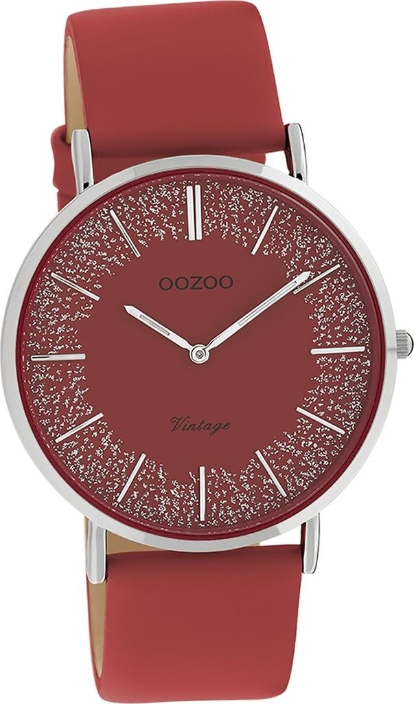 Oozoo Damen Armbanduhr Vintage Series Analog Leder rot D2UOC20129