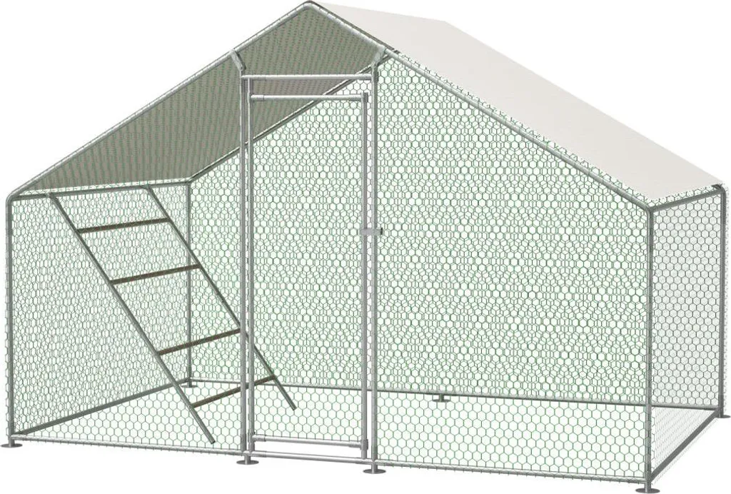 Poulailler avec Tubes Acier 1mm et Toit Anti-UV Gris 3x2m Haute Résistance