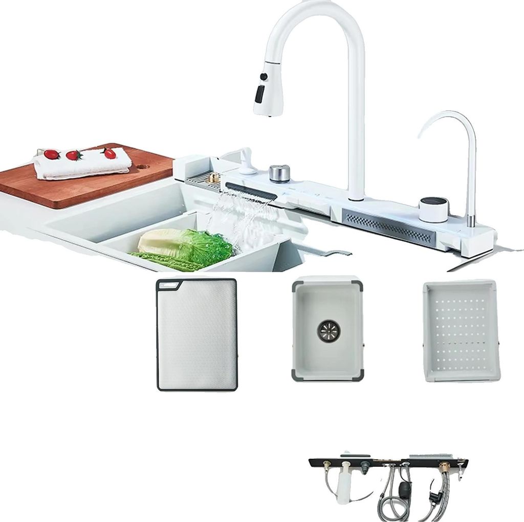 Küchenspüle, multifunktionales Design, langlebiger Edelstahl, Weiß