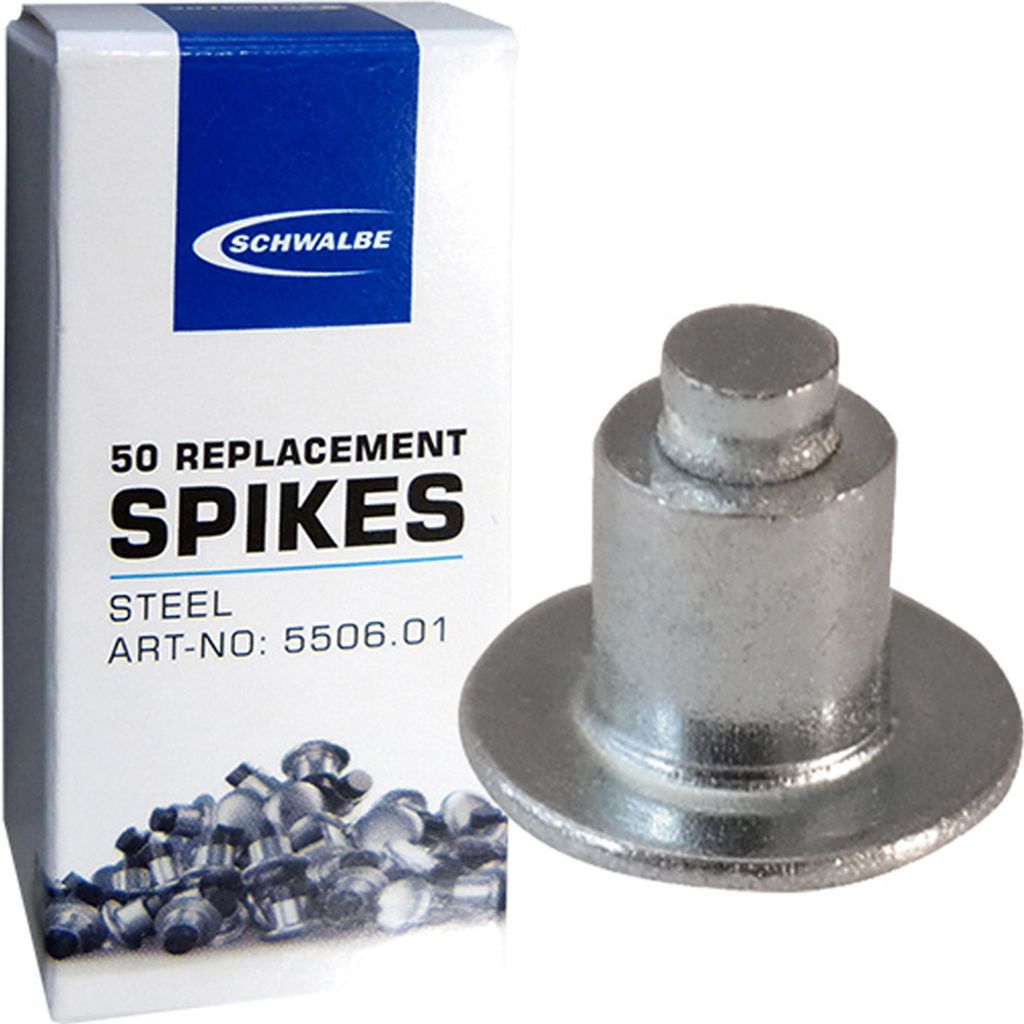 A box of Schwalbe replacement spikes and a single spike.