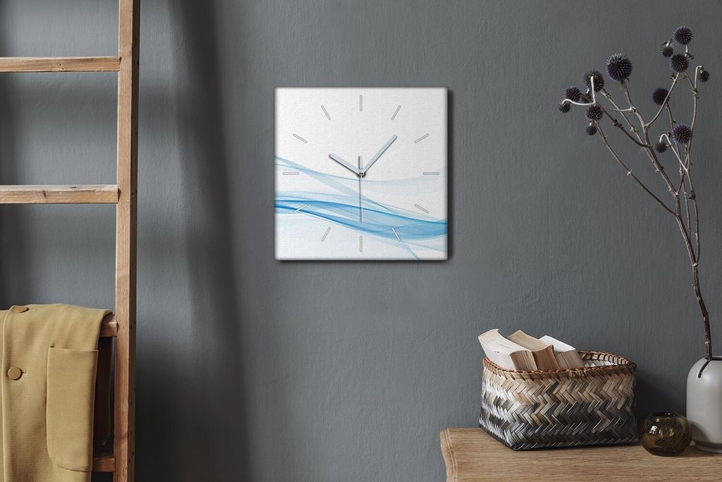Coloray Hodiny Unikátní 30x30 cm Tiché hodiny Pro obývací pokoj a kuchyň Nástěnné hodiny Plátno Bílé ručičky hodin - vlny