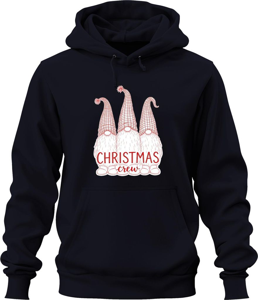 Christmas crew Weihnachtsgnom Gnom Niedlich Skandinavisch Retro Uni Hoodie Kapuzenpullover, Navy, XXL