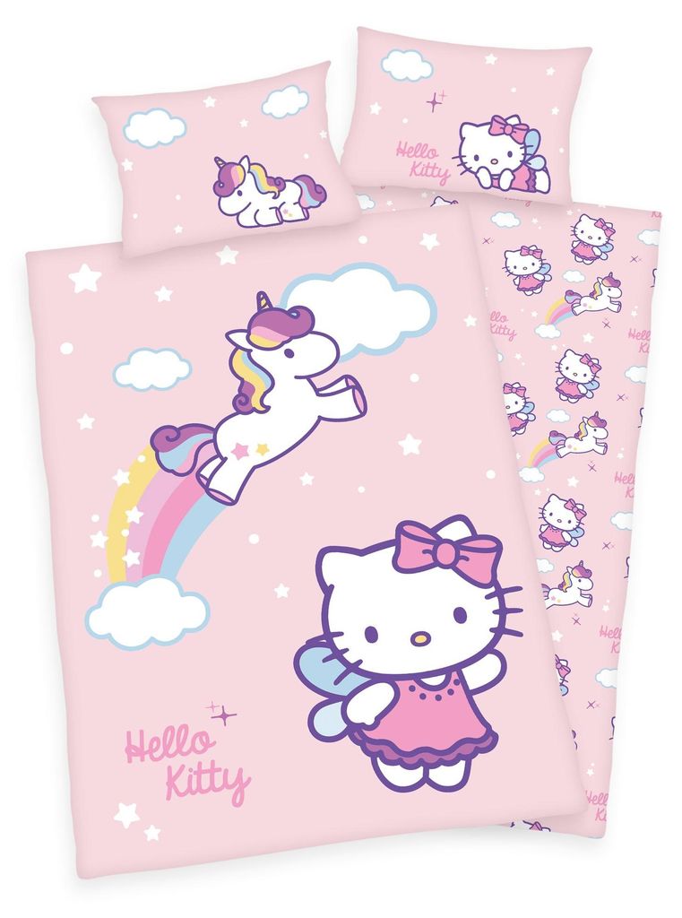 Hello Kitty Baby Bettwäsche mit Einhorn 40 x 60 und 100 x Produktbild 