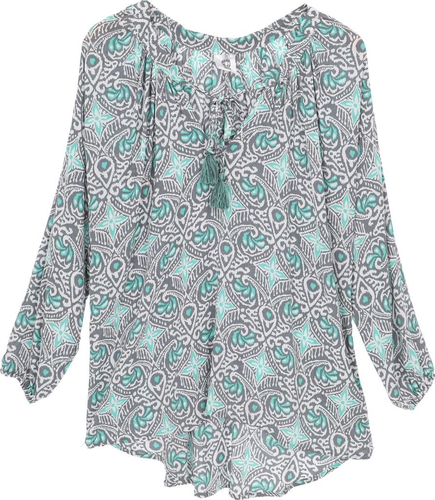 Blusentunika, Langarmbluse, Plus Size Strandbluse, Sommerbluse - Grau, Damen, Viskose, Blusen & Tunikas