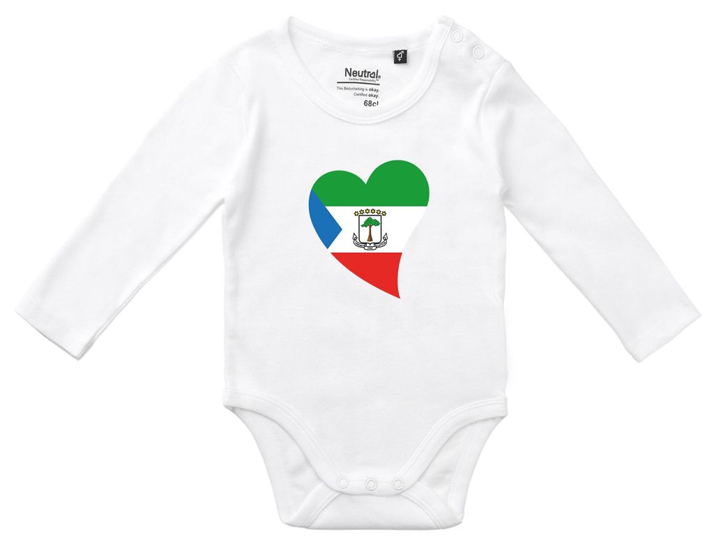 Huuraa Baby Body Äquatorialguinea Flagge Herz 80 White Baumwolle Fairtrade Langarmbody Geschenkidee