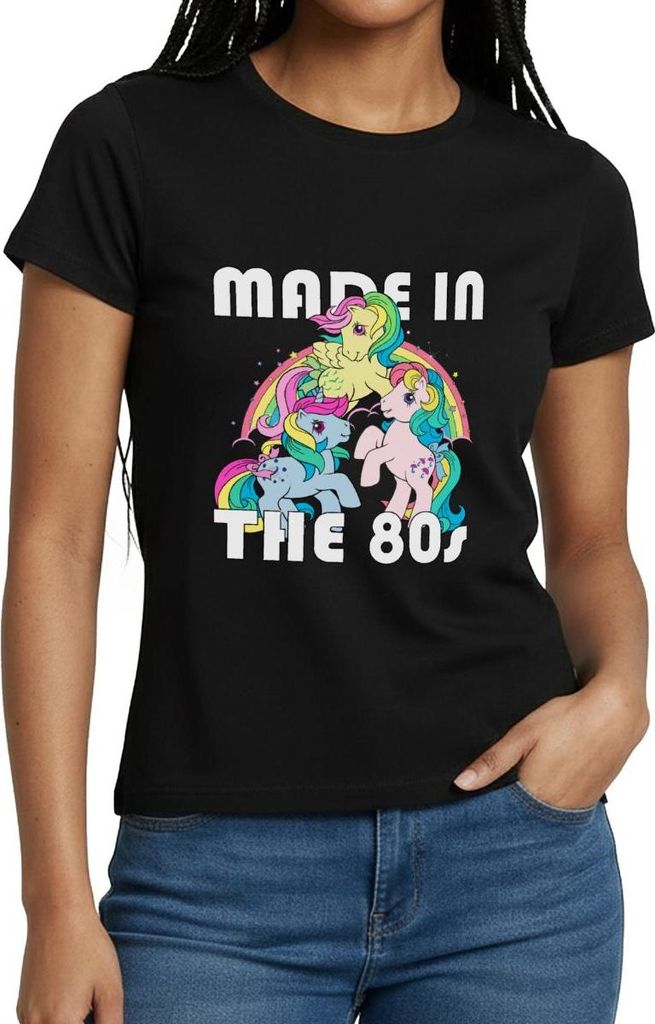 Spreadshirt My Little Pony Retro The 80's Statement Frauen T-Shirt, M, Schwarz