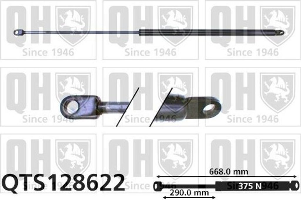 QUINTON HAZELL Gasfeder Motorhaubendämpfer 668mm für AUDI 80 Limousine (8C2, B4) 375N QTS128622