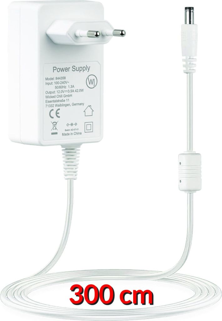 Wicked Chili 3,0m / 12V / 3500mA Netzteil geeignet für AVM Fritz!Box 5690 Pro, 7690, 5590 Fiber, 7530 AX, 7590 AX, 7590, Repeater 6000 3000AX, Rou...