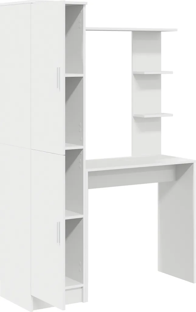 Bureau 2 pcs Blanc Robuste et Compact - Idéal pour Optimiser l'Espace - 2