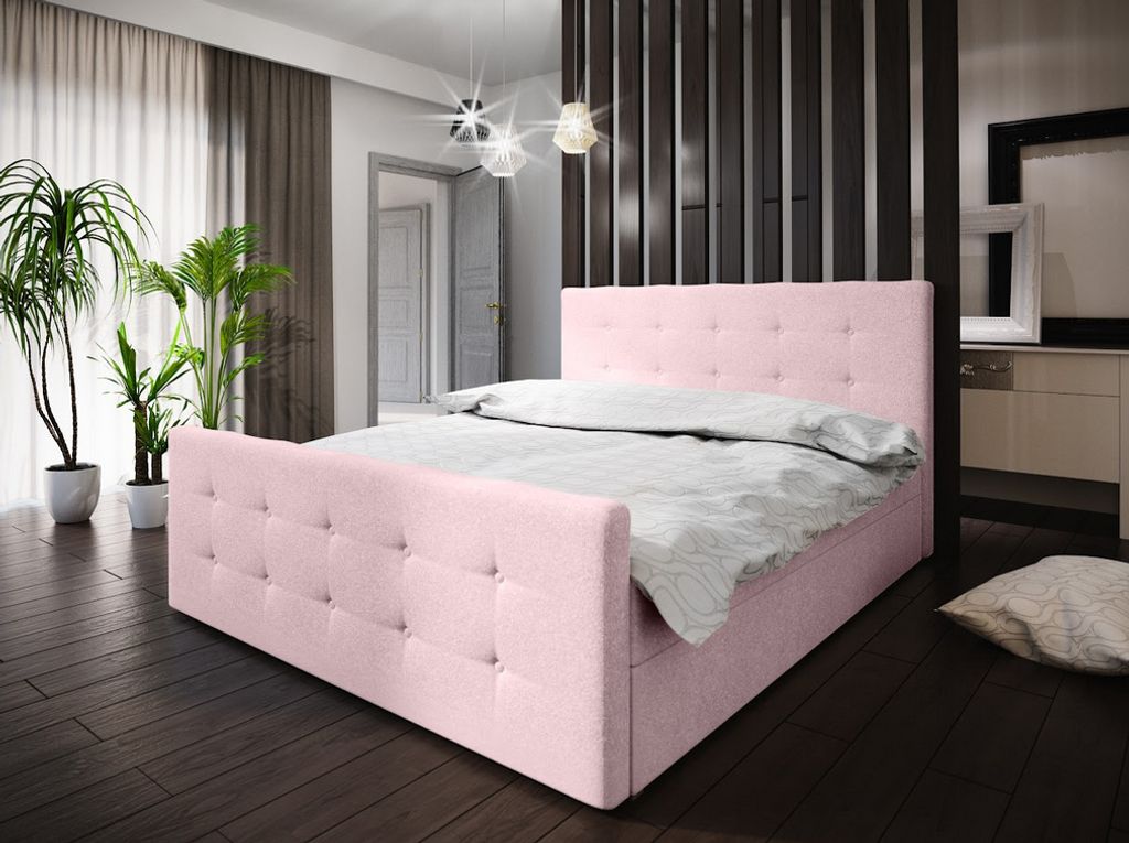 Boxspring-Doppelbett VASILISA 1 – 200x200, Rosa