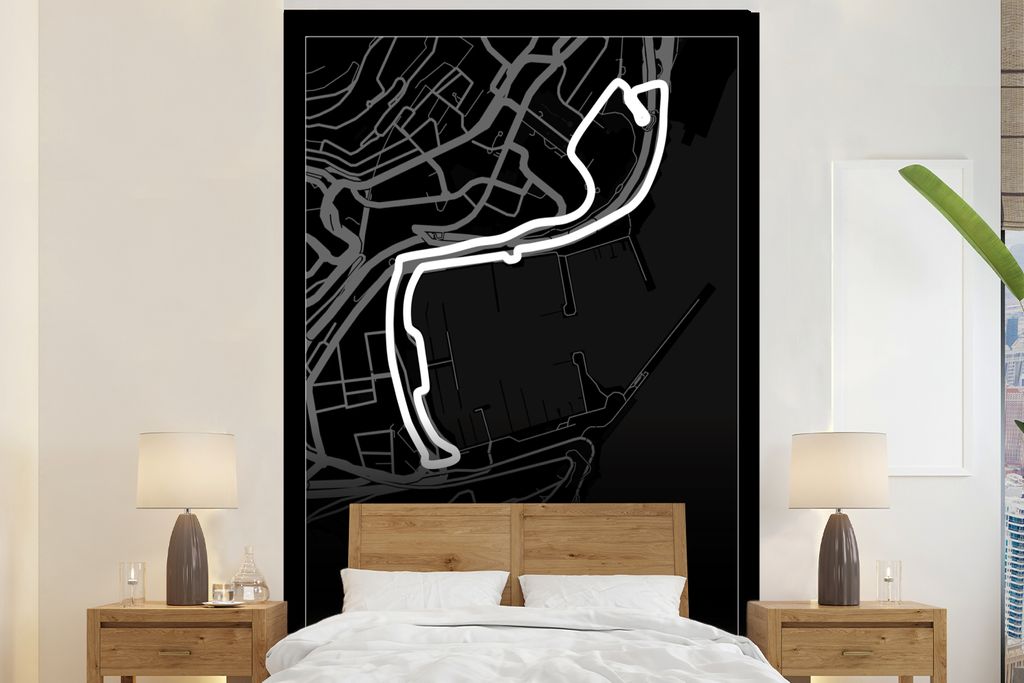 MuchoWow Fototapete für Wohnzimmer oder Schlafzimmer Wandtapete Vinyl Motivtapete Monaco - Formel 1 - Circuit de Monaco - Rennstrecke - Schwarz ...