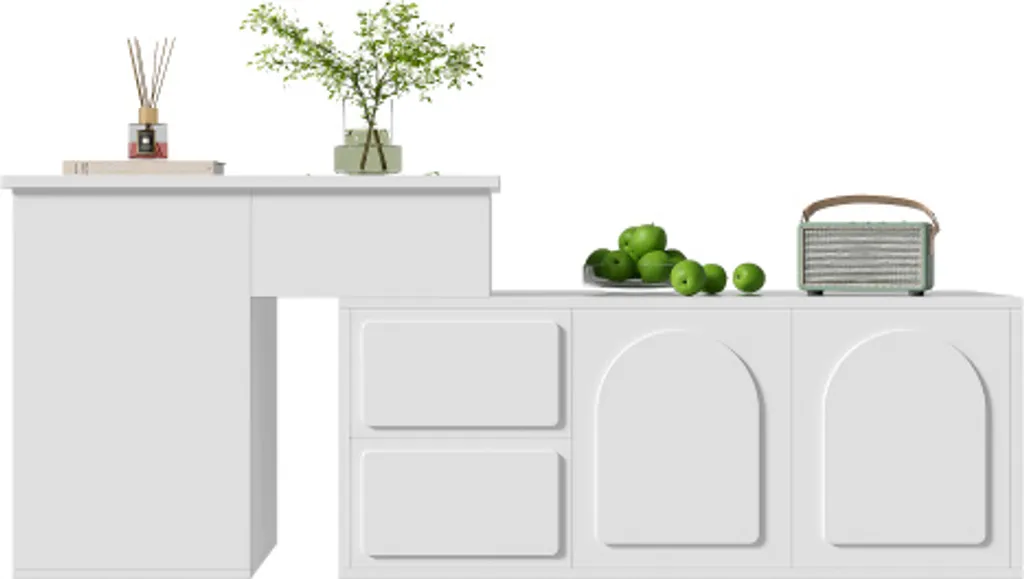 Mobiletto Multifunzione Bianco AIORBER: 3 Ante e 2 Cassetti per Ufficio