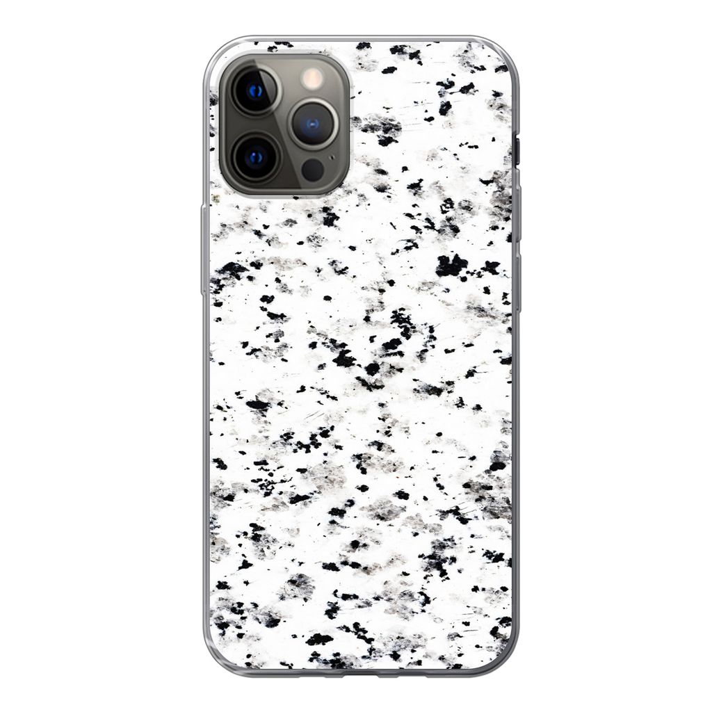 MuchoWow Handyhülle Schutzhülle Hülle für iPhone 12 Pro Marmor - Punkte - Weiß Silikon Softcase Handy Hülle - Abdeckung