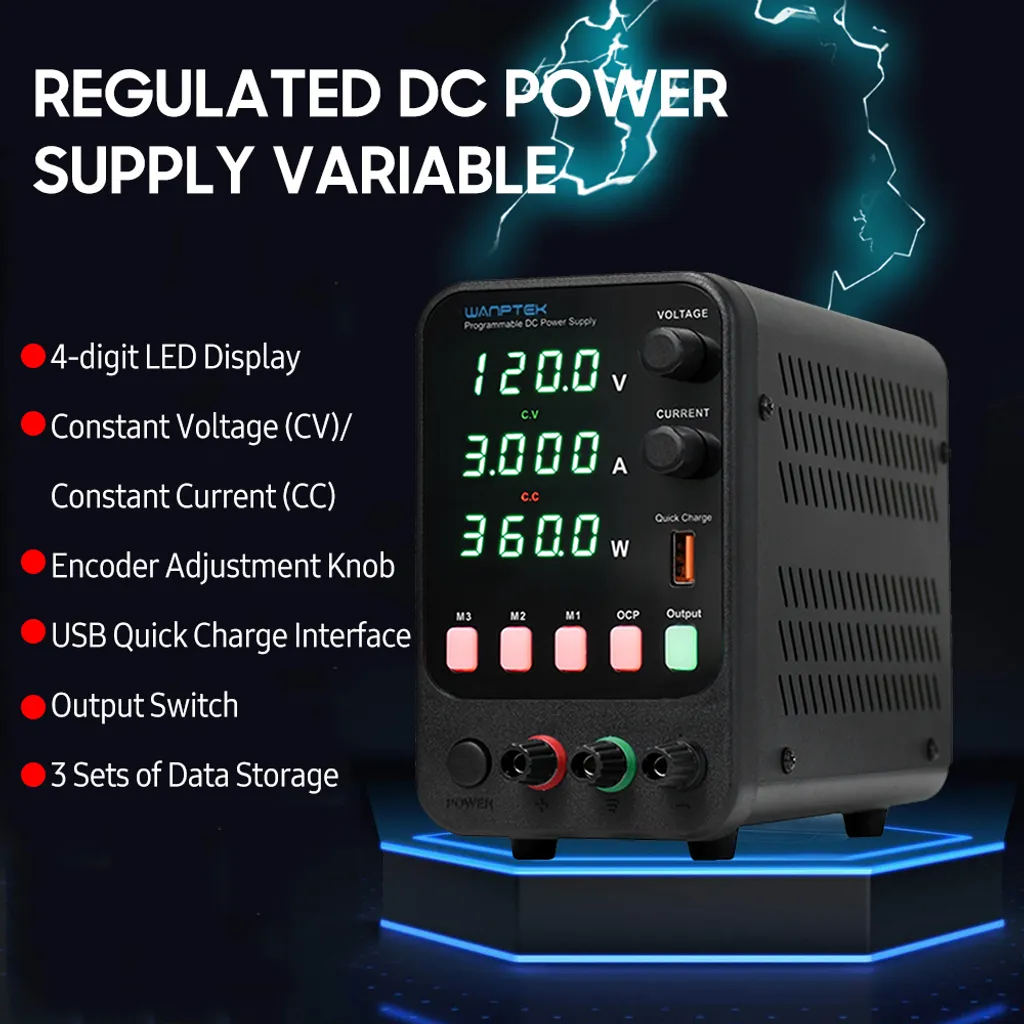 Alimentation DC 120V 3A Réglable avec Charge Rapide USB et Mémoire - 7