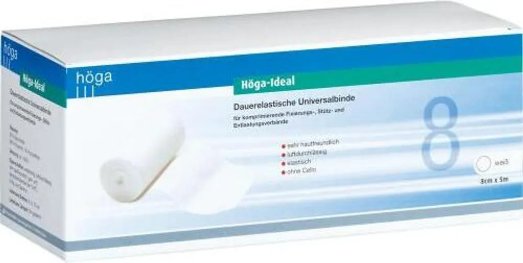 Bande de crêpe élastique Höga-Ideal 8cm x 5m blanc - Pack de 10 unités