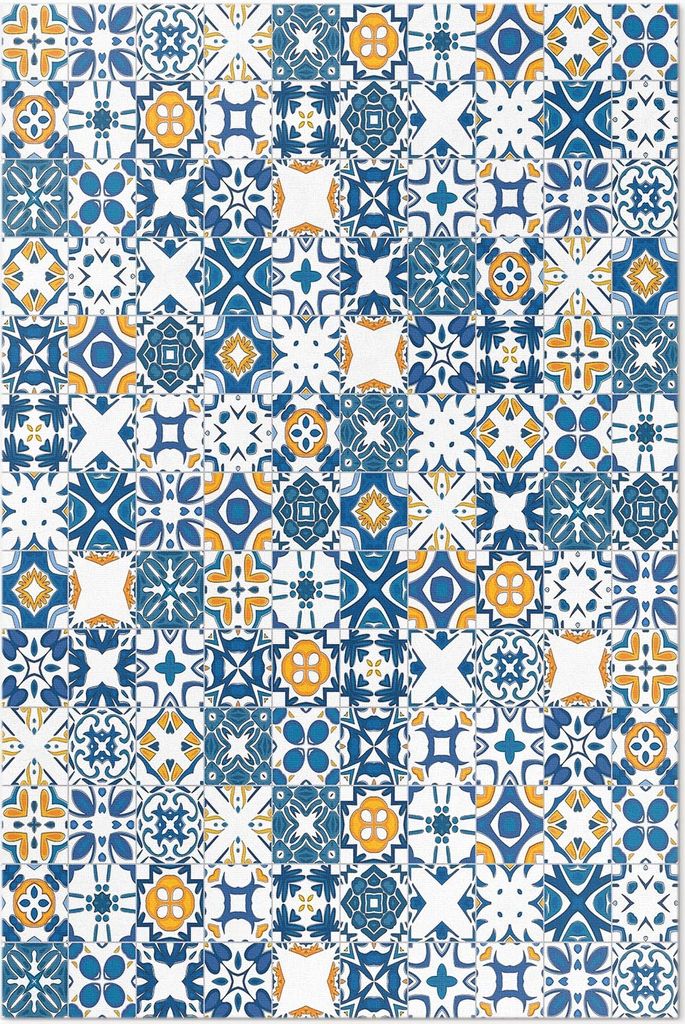 Gemusterte Fliesen buntes Mosaik – Vinyl Fußmatte – 60x90 cm – Rutschfest, Pflegeleicht & Langlebig