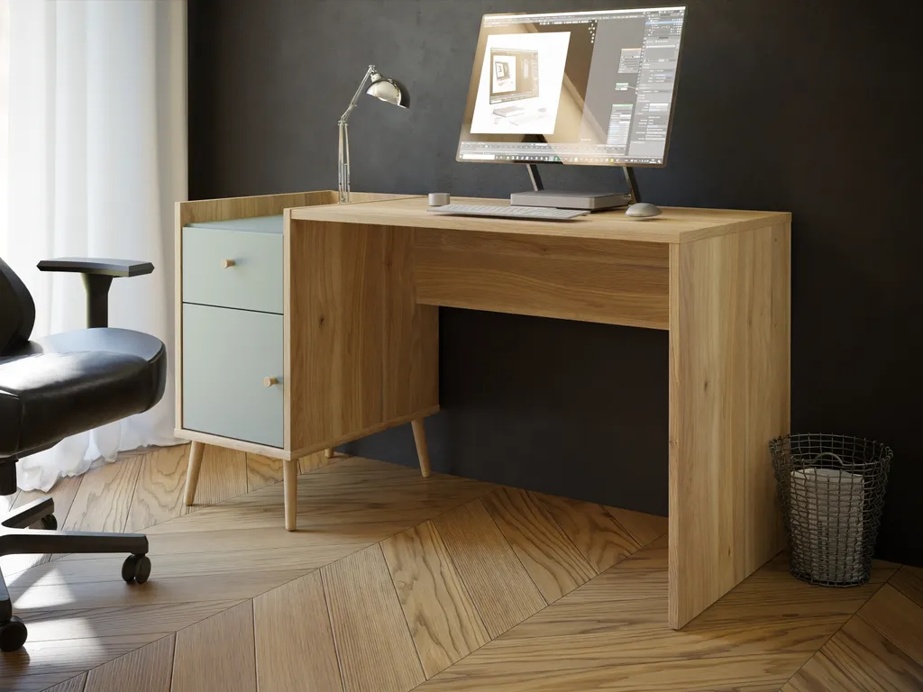 Table de bureau design scandinave bois clair 140cm Whenua