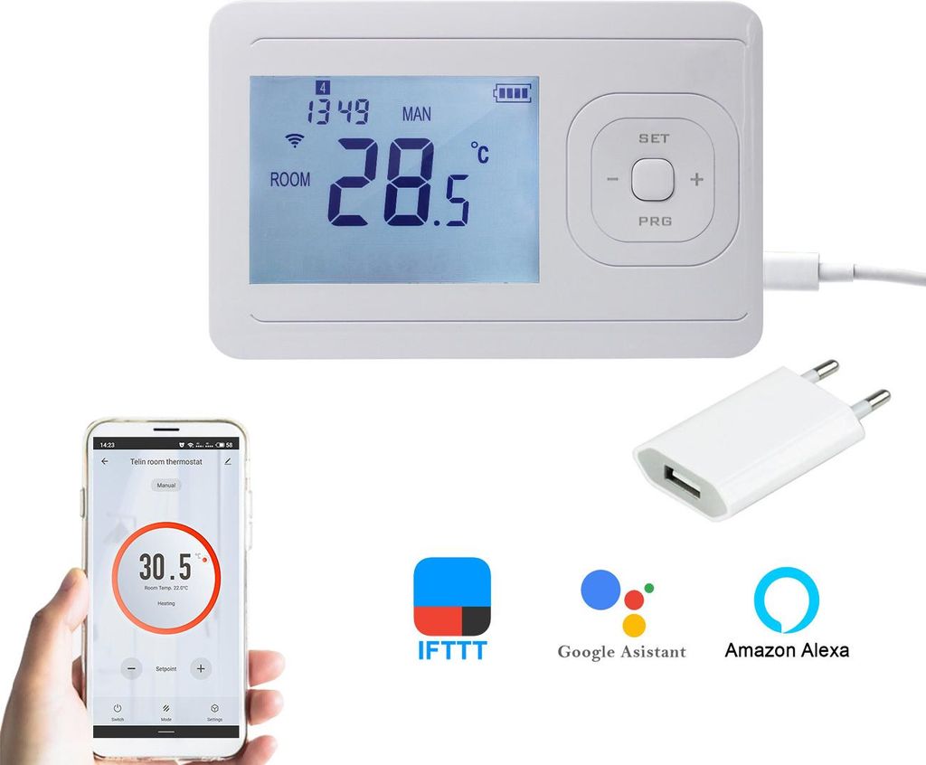 Smart Thermostat - Weiß - WiFi-fähig, einfache Installation, energieeffizient