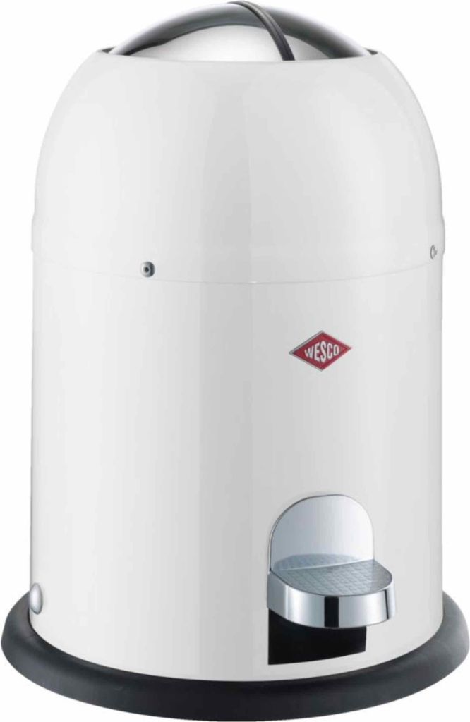 Wesco Mini Master Kosmetik-Treteimer, Abfalleimer, Mülleimer, Kosmetikeimer, Stahlblech, Weiß, 6 L, 180112-01