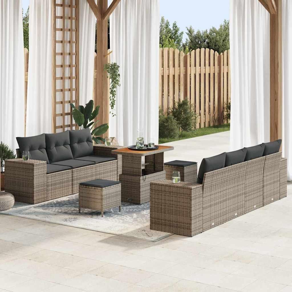 Maison Exclusive - Gartensofa-set mit Kissen 10 pcs Grau Poly-Rattan
