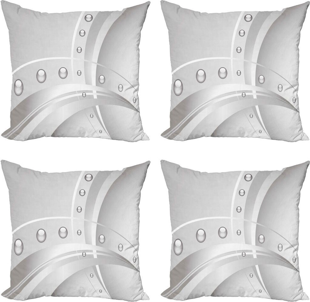 ABAKUHAUS Abstrakt Kissenbezug Set (4 Stück), Linien Kurven Ball, Moderner Doppelseitiger Digitaldruck, 60 cm x 60 cm, Schwachgrau Grau Weiß