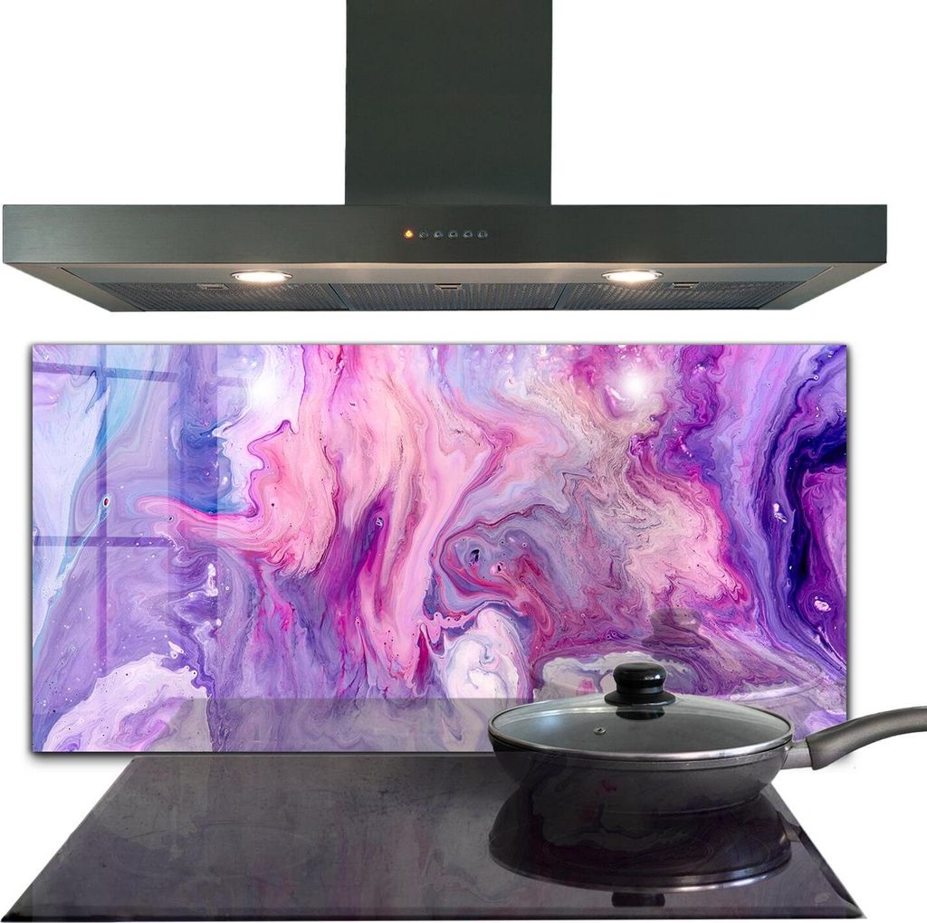 Spritzschutz aus Glas Küchenrückwand - Wandschutz für Herd und Spüle - 100x50 cm - Rosa Abstrakt