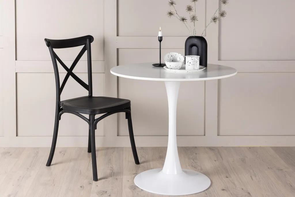 Table Hamden Ø80cm blanche : solution idéale pour petits espaces repas