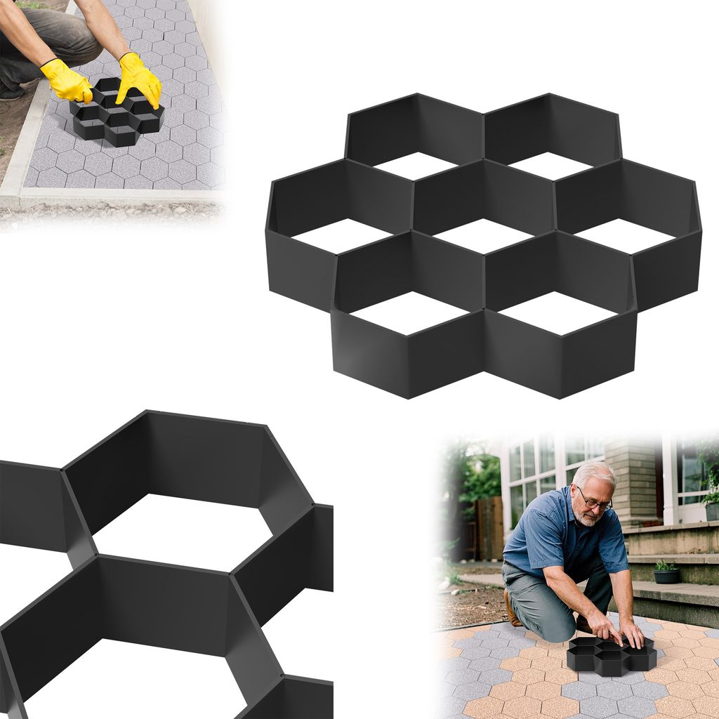 UISEBRT DIY Pflasterform 1 Stück, Gehweg Form für Beton, 29x28x4,4cm Pflasterstein Schablone, Wiederverwendbare Gehwegplatte für Garten, Terrass...