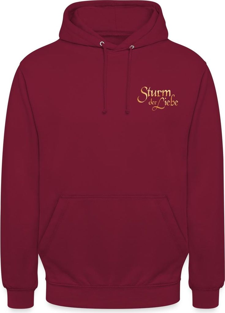 Spreadshirt Sturm Der Liebe Logo Gold Textur Uni Hoodie, S, Bordeaux