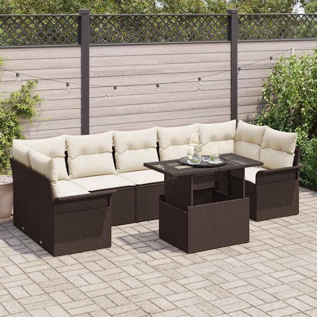 Maison Exclusive - Gartensofa-set mit Kissen 8 pcs Braun Poly-Rattan
