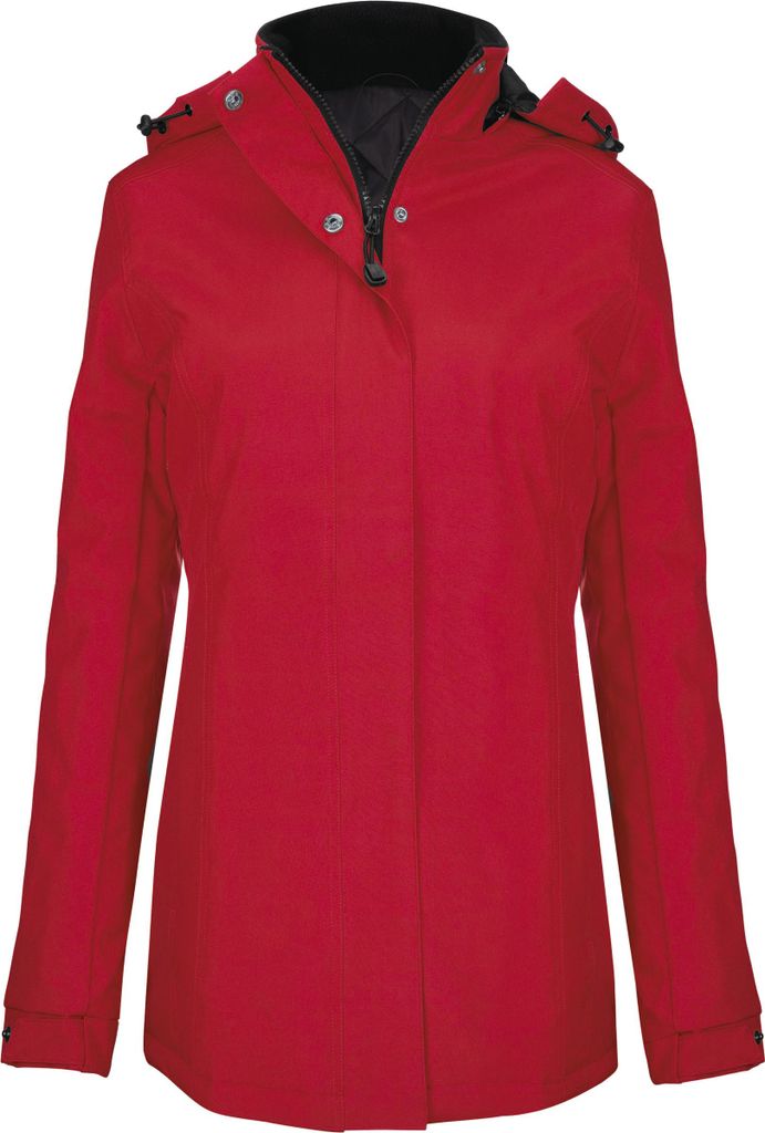 Kariban Damen Parka Winter Jacke Stepp Mantel Steppjacke Langejacke, Größe:2XL, Farbe:Rot