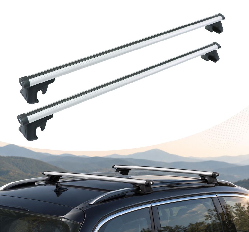 Relaxdays Dachträger, offene Reling, 124 cm, Spannweite 110 Produktbild 
