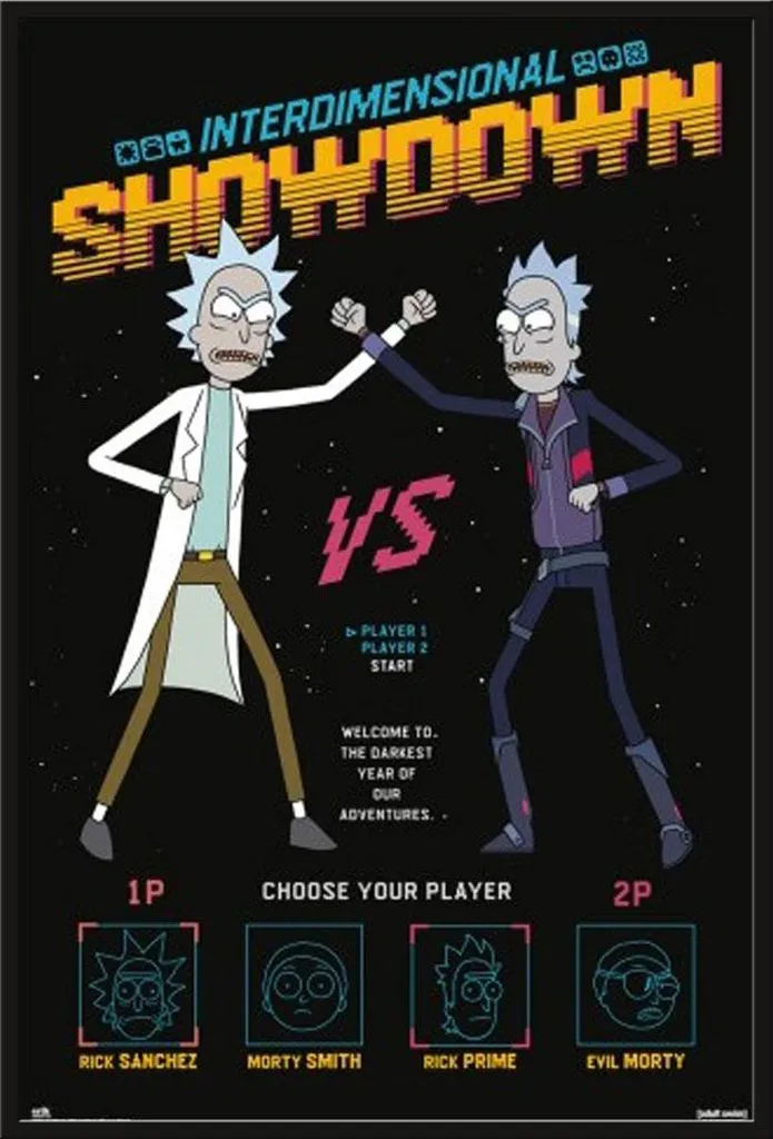 Décoration murale Rick & Morty encadrée pour chambre et salon - 61x91 cm